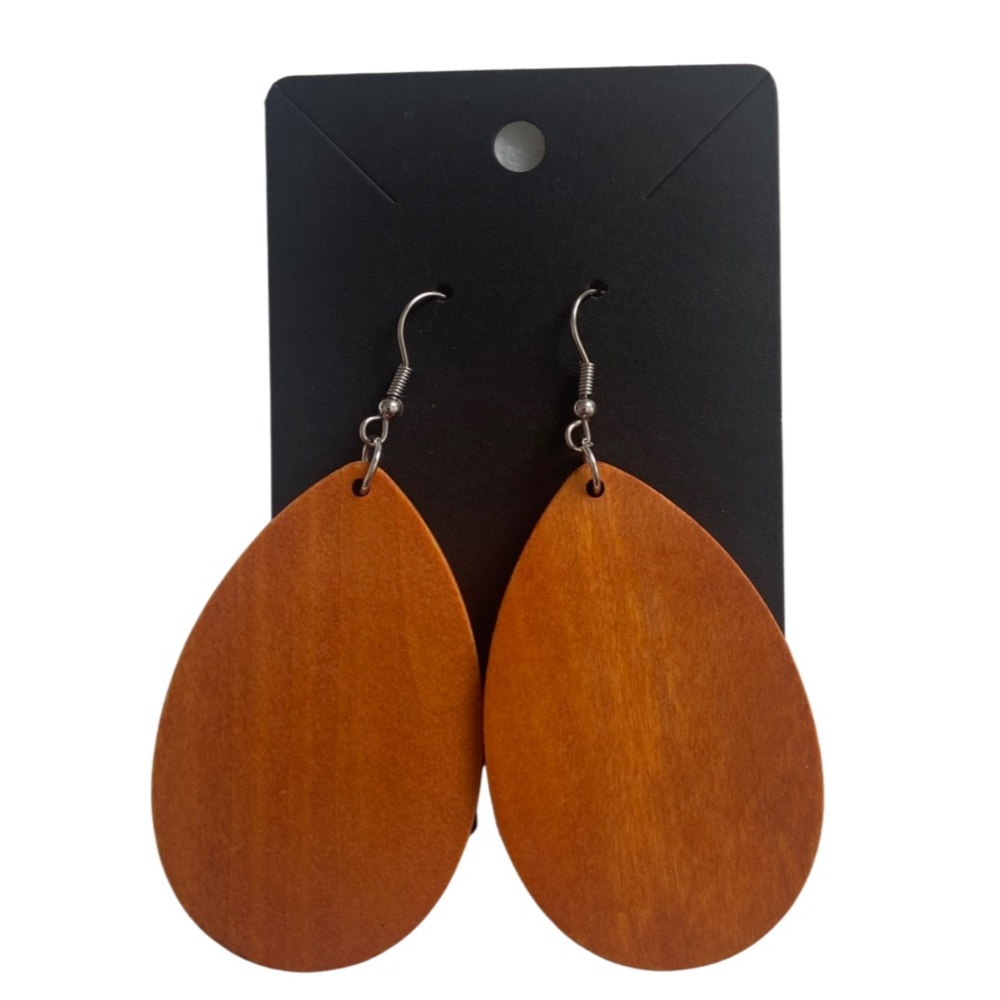 Boho Oval wood earrings
